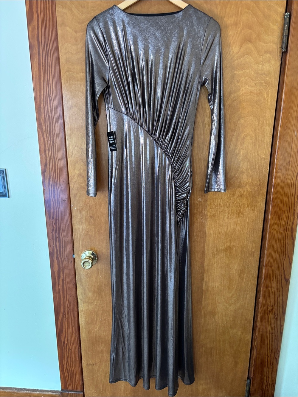 Express Women’s Metallic Long Sleeve Maxi Dress - Picture 9 of 9